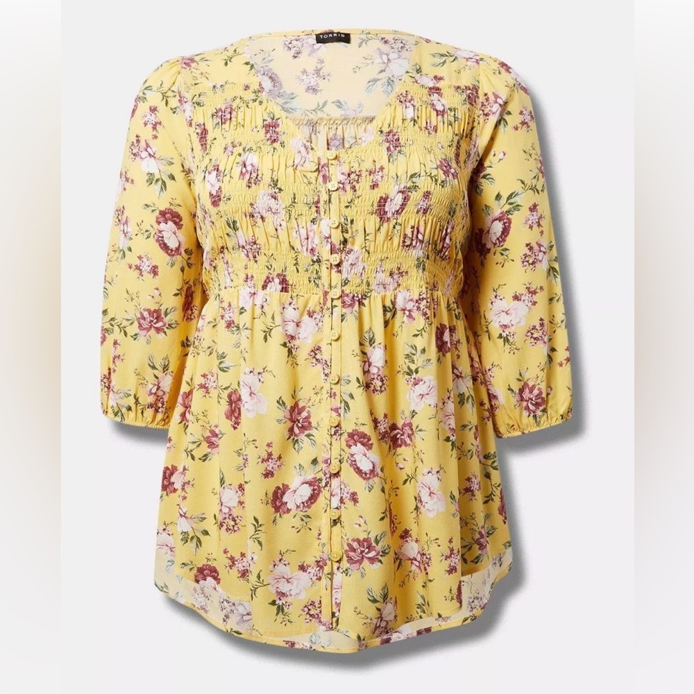 NWT Torrid Yellow Floral Blouse